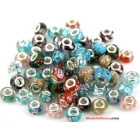 Free shipping! large hole murano glass beads with 925 stamped silver plated core , mixed styles , european charm beads fit bracelet necklace 