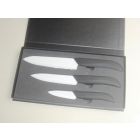 3pcs white blade ceramic kitchen knife set black butt handle ABS+TPR Handle #S003