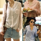 Free shipping 100% good quality cotton women's shirts outerwear,women blouse,ladies' blouse 4 color size M,L,XL 