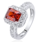 Ladies Oblong 6X8 Simulated Red Garnet Nal Authentic S925 Sterling Silver Ring Sz 6.7.8.9