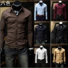 Free shipping Mens apparel Long-sleeve Slim  Casual Shirt Cover placket  designshirts 8 colors M L XL 