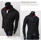 Fashion boys Slim shirt chest mesh long-sleeved casual shirt Men Korean long-sleeved shirt