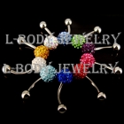 50psc/lot 1.6mm14GX10X5/8mm Gem Surgical Steel Belly Navel Rings Body Jewellery mix color free shipping