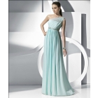 Fashion 2012 One Shoulder Light Blue Chiffon Beads Sleeveless Ball  Wedding  Evening Prom Party Cocktail Gown Dress US Size 2 4 6 8 10 12 14 16 18 20 Or Custom