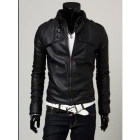free shipping fashion casual men's jackets pu leather jacket waterproof high neck slim jacket(M,L,XL,XXL,black,brown) 