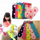 Girl Kid's Sweet Cute Socks Knee High Big Dot Straight Sock Soft for 1-8 years 5 Colors Free Shipping Wholesale 20 pairs / lot 