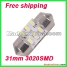 Wholesale 10pieces/lot 31mm 12v Interior Dome Festoon SMD3020 6LED Car light Bulb White Bright 