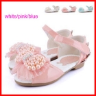 040209 Pearl Bowknot Girl Leather Shoes Summer Shoes for Girls Kids Cute PU Girl Footwears