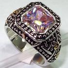 Trendy pink crystal  ring R152 sz#6 7 8