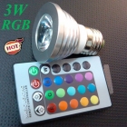 Free shipping Sale 3W E27 RGB Led Light Remote Control LED Bulb 16 Color Changing 2pcs/Lot For Counter,Show Window, party