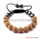 2013  Style magnetite beads Bracelet With Peach Pink Czech Crystal Balls