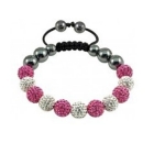 White /Pink Crystal Paved Tresor Style Beads Macrame Womens Bracelet Wholesale