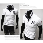 Free shipping - Men's Slim Korean special trade NY lapel casual short sleeve shirt T shirt shirts Q03 M L XL XXL  Color:     white, black