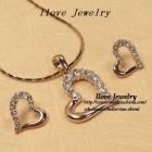 Min.order 20$(can mixed),Free Shipping Heart -shaped Fashion Crystal Jewelry Set (Necklace+Earring)