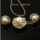 Min.order 20$(can mixed),Wholesale Fashion Italina 18K Gold Plated Pearl Jewelry Set Free Shipping 
