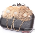 S - KEMI skull evening handbag  finger ring handbag party drill handbag chain women's  bags   