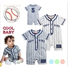 Free shipping 6pcs  clothing  rompers Boys baseball Short-sleeved Romper Climbing clothes size;70-80-90