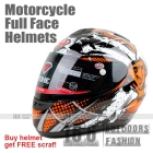 Full face helmet Motorcycle helmet Motor helmet ABS material for sports(MH-12001)- black orange 