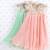 Free Shipping!2013 Summer Girls Pleated Chiffon One-Piece Dress With Paillette Collar Children Colthes For Kids , Pink/Green