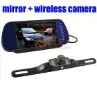 7 inch car rearview mirror system with wireless car license camera