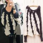 Free Shipping 2013 Hot Sale Women Spring Autumn Fashion O-neck Long Sleeve Black and White Good Quality Pullover Sweater 8896
