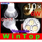 Factory Outlet 10pcs/lot GU10 6W Dimmable CREE CE warm/cool white 540LM High Power LED Lamp/spot lighting FREE SHIPPING