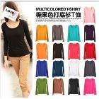 2013 Fashion Lady's Colorful modal T shirt long sleeve Free Shipping W4002