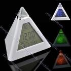 New White digital alarm clock 7 LED Color LCD Clock Thermometer 0614