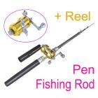 Mini Portable Pocket Travel Pen Fish Fishing Rod Pole with Reel Free shipping