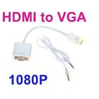 New 1080P HDMI Male to VGA Female Adapter Cable Video Converter with Audio Output 15cm Drop Shipping