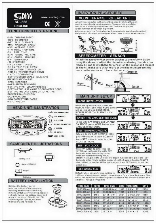 ccm bicycle speedometer manual