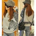 Autumn new women's fashion long-sleeve Zebra patchwork loose style t shirt Retail/Wholesale Free shipping T478NY