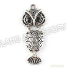 Hot Selling 36pcs/lot New Owl Charms Antique Silver Plated Alloy Pendant Jewelry Findings 37*16*4mm 142487