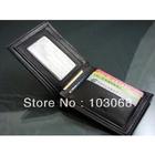 2013 New Genuine Leather Men Wallet Purse Black #B001 Gift Free Shipping