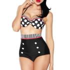 Cutest Retro Swimsuit Swimwear  Pin Up High Waist Bikini Set SZ S/M/L/XL