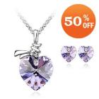 Christmas holiday sale white gold plated leaft austrian crystal jewelry sets wedding jewelry make with elements KS075