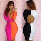 2013 Newest! Sexy Patchwork Dresses Sexy Women's Party Evening bandage dress, Backless Bodycon dress For Pre-Sale