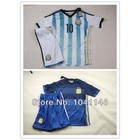 Customize!2014 World Cup Argentina kids/boy soccer jerseys(shirts+shorts) , Argentina jersey for kids, Embroidery logo