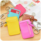 Mini Candy Color Women's Card Holder Bus Card Sets Coin Purse Belt Keychain ID Card Holder