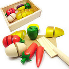 USK SHOP Wooden child toy fruit sooktops qieqie see wood
