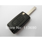 Uncut 307 407 207 2 Buttons Car Cover Replacement Flip Key Case Blank Shell Has Groove On Battery With Battery Place