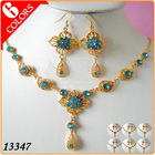 Hot Sale18K Gold Plated Blue Acrylic Jewelry Sets 2013 African Cheap Necklace Earrings Sets Women 18013