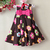 Hot New Christmas Girl Dresses Color Brown Floral Print One piece girl's dresses Wear Free shipping