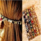 Hot Sale Multi-colored Hair accessory Irregular Crystal Gold Hair Bands Side Clip A10R12C Free Shipping