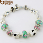 ShopMadeInChina Hot Sell 925 Silver European Charm Bracelet Bangle for Women with Murano Glass Beads Fashion Love DIY Jewelry PA1019