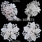  Silver Tone Crystal Rhinestone Wedding Bouquet Bunch Of Flower Brooch Fashion Women Broach