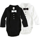 1Pcs Boys Rompers Bowtie Gentleman Modelling Clothes 3-24Mths Kids Wear Cotton Infant Long Sleeve Jumpsuits Size 70cm-100cm