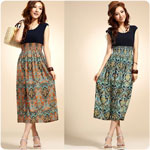 Free shipping Bohemia folk style , floral dress, Sleeveless Dress ,Vest Dress  2colour