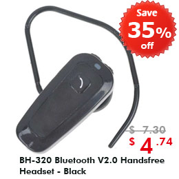 Designer's BH-320 Bluetooth V2.0 Handsfree Headset - Black (6-Hour Talk/110-Hour Standby) SKU:47314