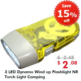 3 LED Dynamo Wind up Flashlight NR Torch Light Camping